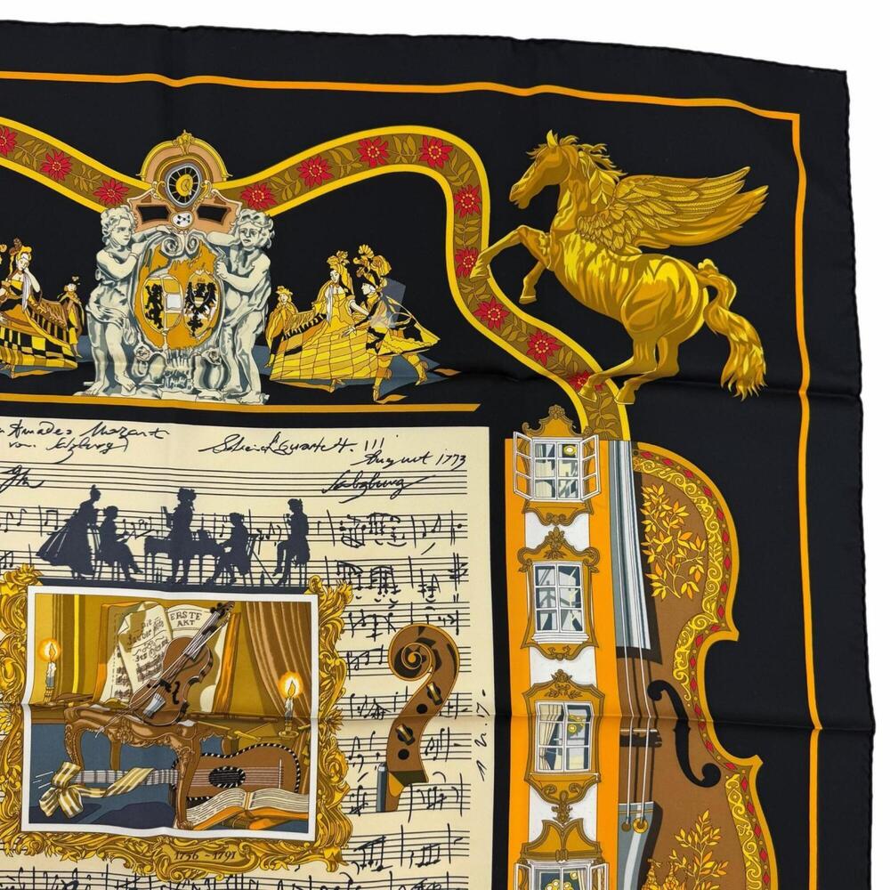HERMES Black Silk Scarf - Picture 4 of 10